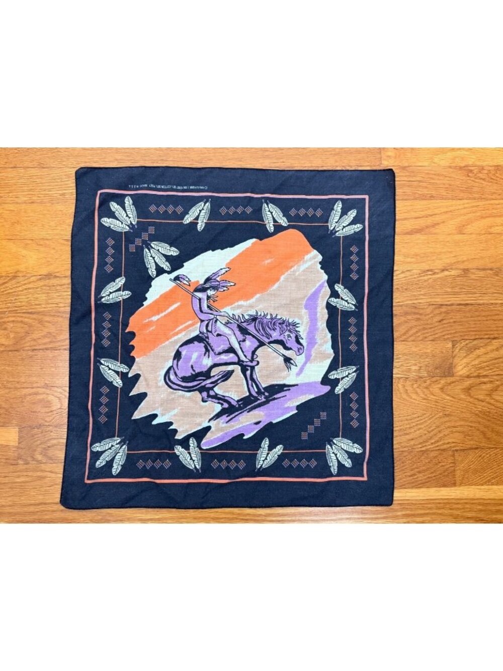 Vintage Hav-A-Hank Bandana Native American Print Cotton Blend USA Made